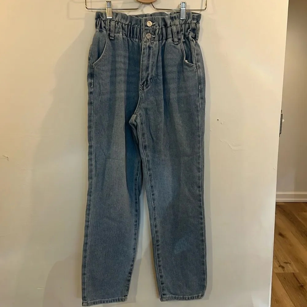 PacSun L.A. Women's Cinched Blue High-Rise Paperbag Mom Jeans - Size 26